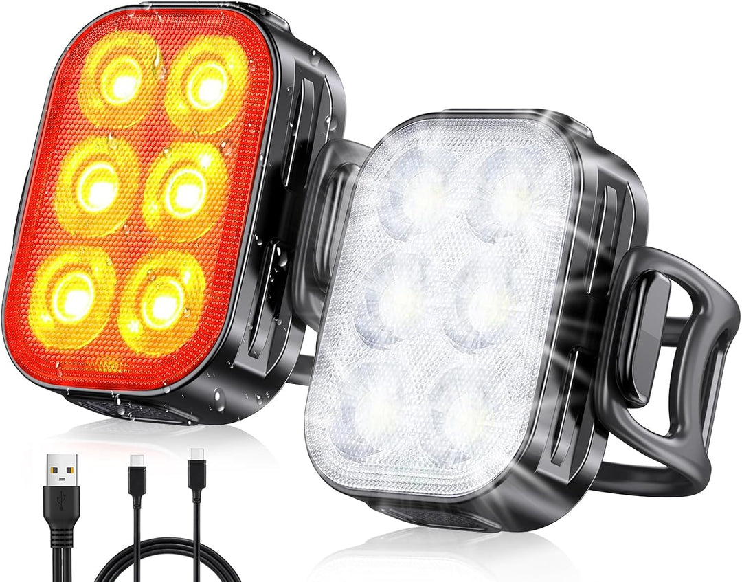 Fietsverlichting set met 4+6 modi. Ultra Slim USB oplaadbare LED fietslampen voor optimale zichtbaarheid.