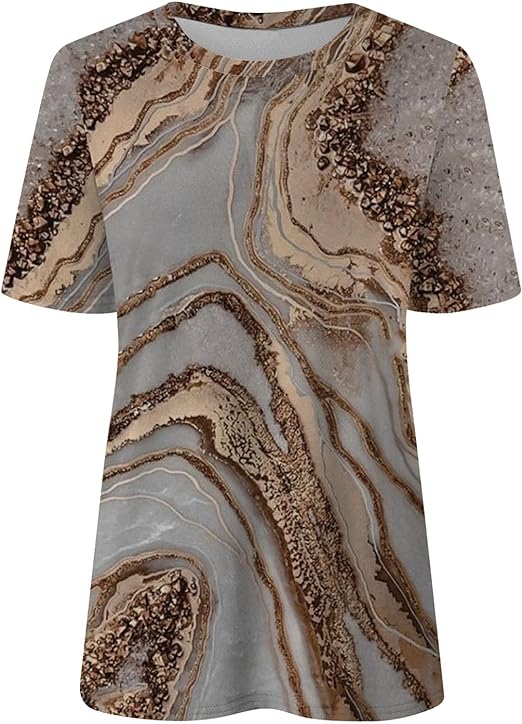 Comfortabel dames V-hals t-shirt met abstracte print, ideaal voor een relaxte zomerlook.