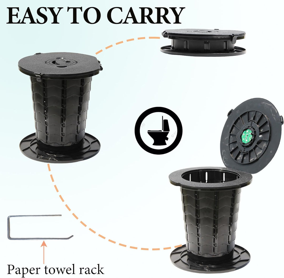 Compact mobiel toilet, verstelbare hoogte, perfect voor in de auto, tent of op de camping.