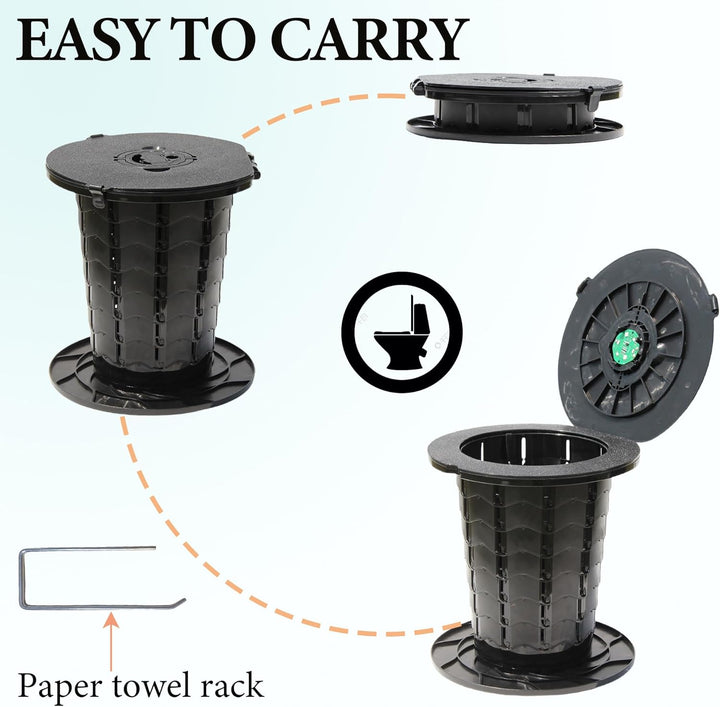 Compact mobiel toilet, verstelbare hoogte, perfect voor in de auto, tent of op de camping.