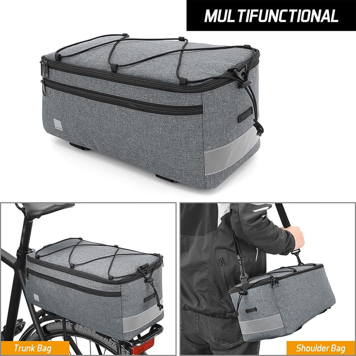 Unisex 8L koeltas voor achterdrager, ook te gebruiken als schoudertas of picknicktas. Perfect voor fietsuitjes.