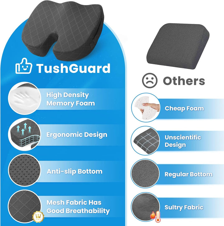 Memory foam zitkussen, speciaal ontworpen voor comfort in elke autostoel & bureaustoel.