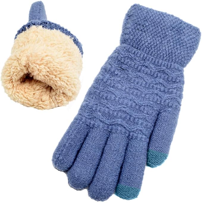 Warme touchscreen handschoenen voor dames, elegant gebreid, met zachte fleece voering.