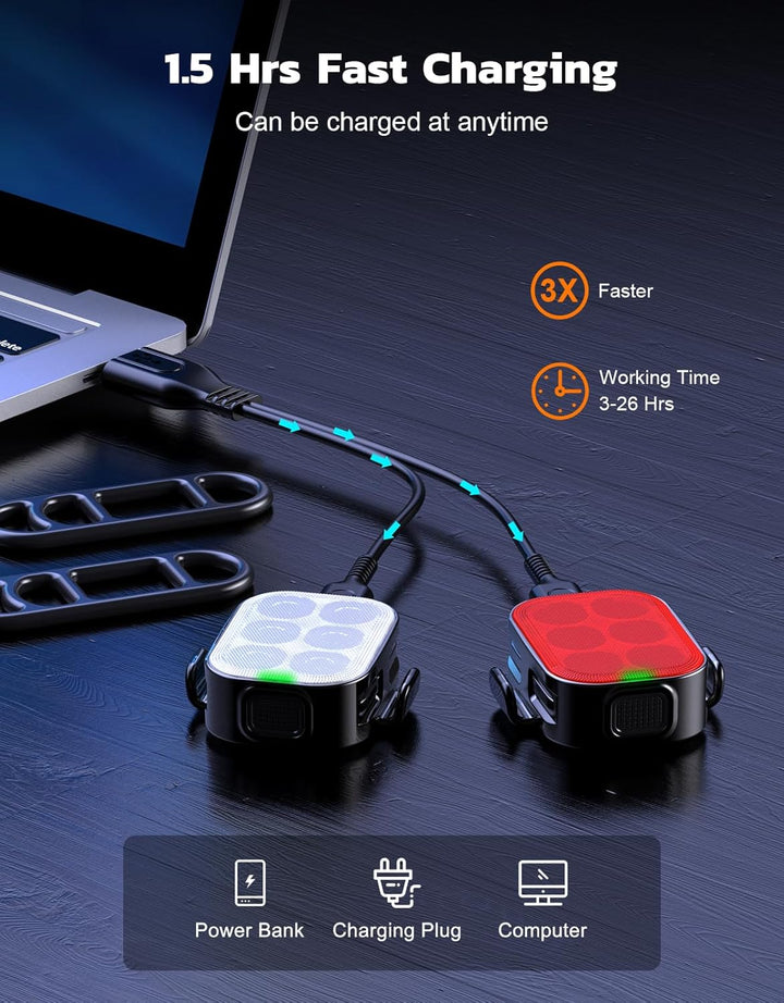 Compacte Ultra Slim LED achterlicht met 6 modi, USB oplaadbaar, verhoogt zichtbaarheid en veiligheid.