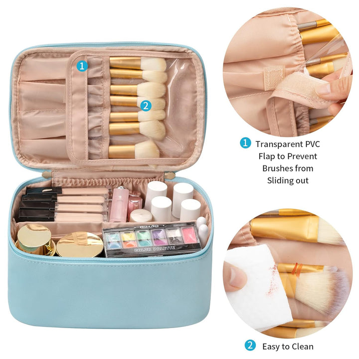 Draagbare beauty organizer voor dames, perfect voor reizen met al je make-up.