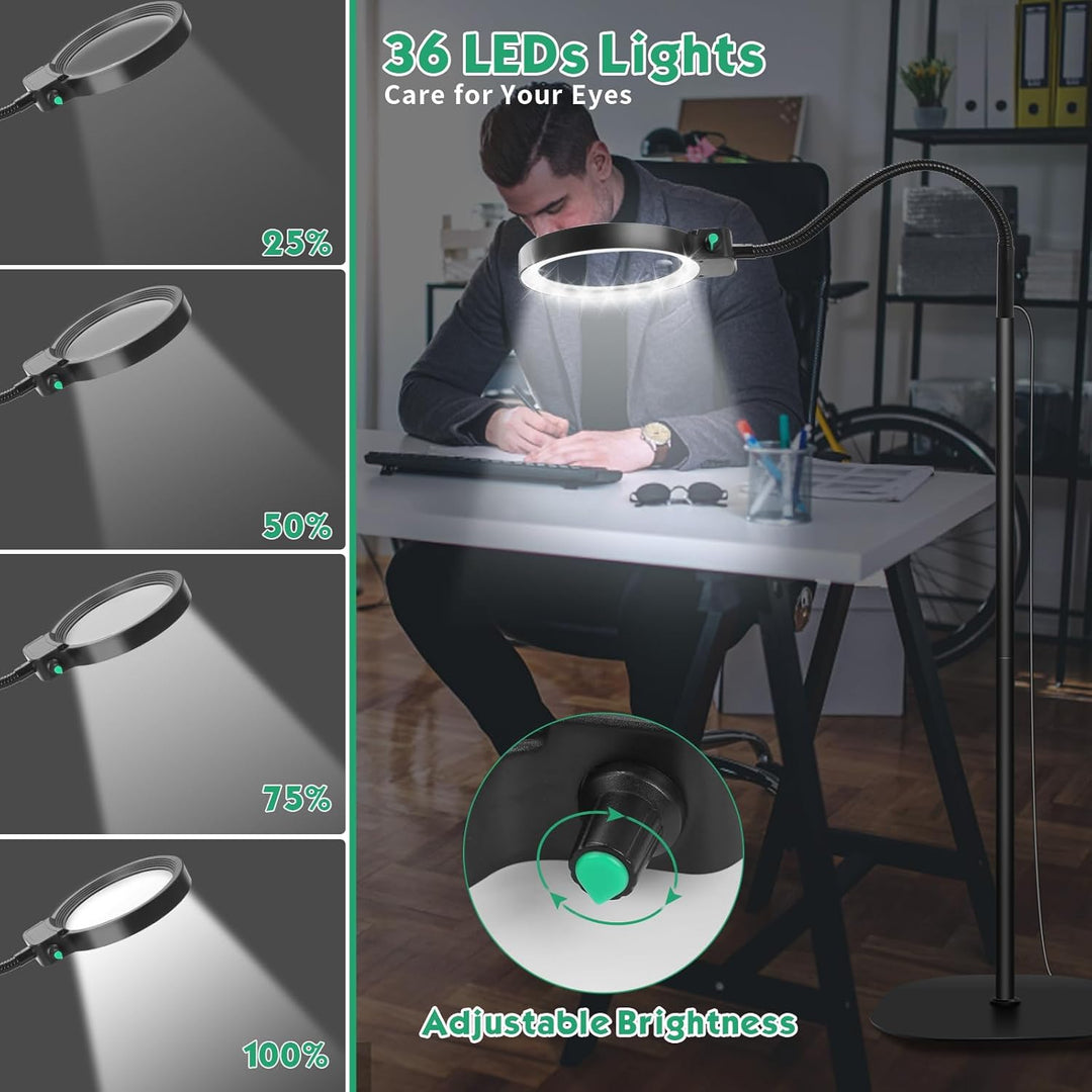 Comfortabel handsfree vergrootglas met LED lamp voor modelbouw, naaien en gedetailleerd handwerk, onmisbaar voor senioren.