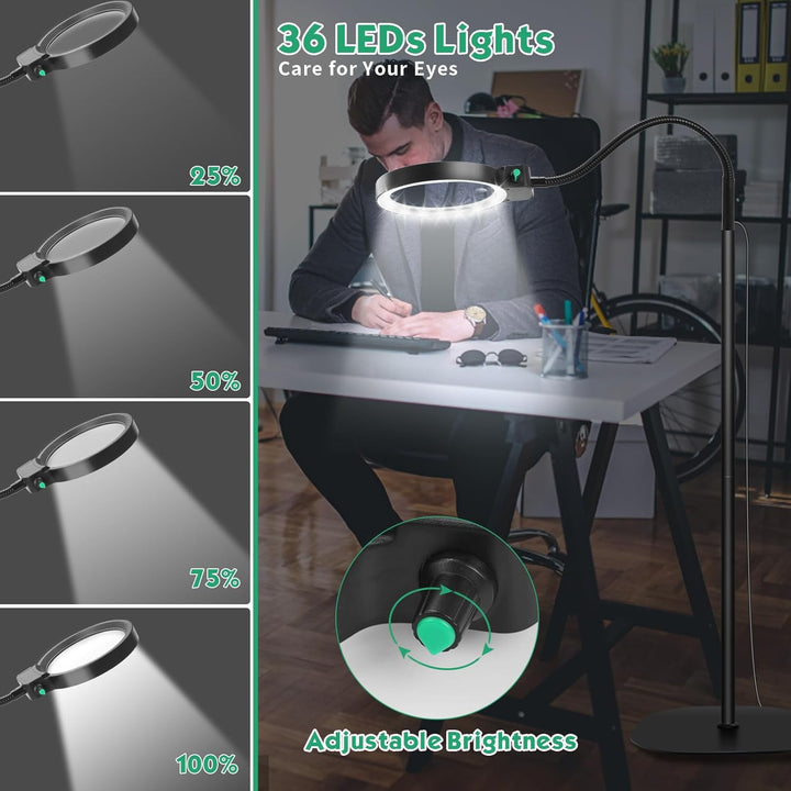 Comfortabel handsfree vergrootglas met LED lamp voor modelbouw, naaien en gedetailleerd handwerk, onmisbaar voor senioren.