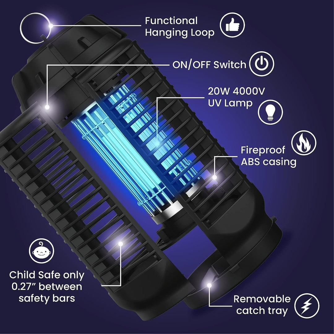 Close-up van de heldere 20W UV-lamp van de insectenverdelger, die muggen en vliegen effectief aantrekt en bestrijdt.