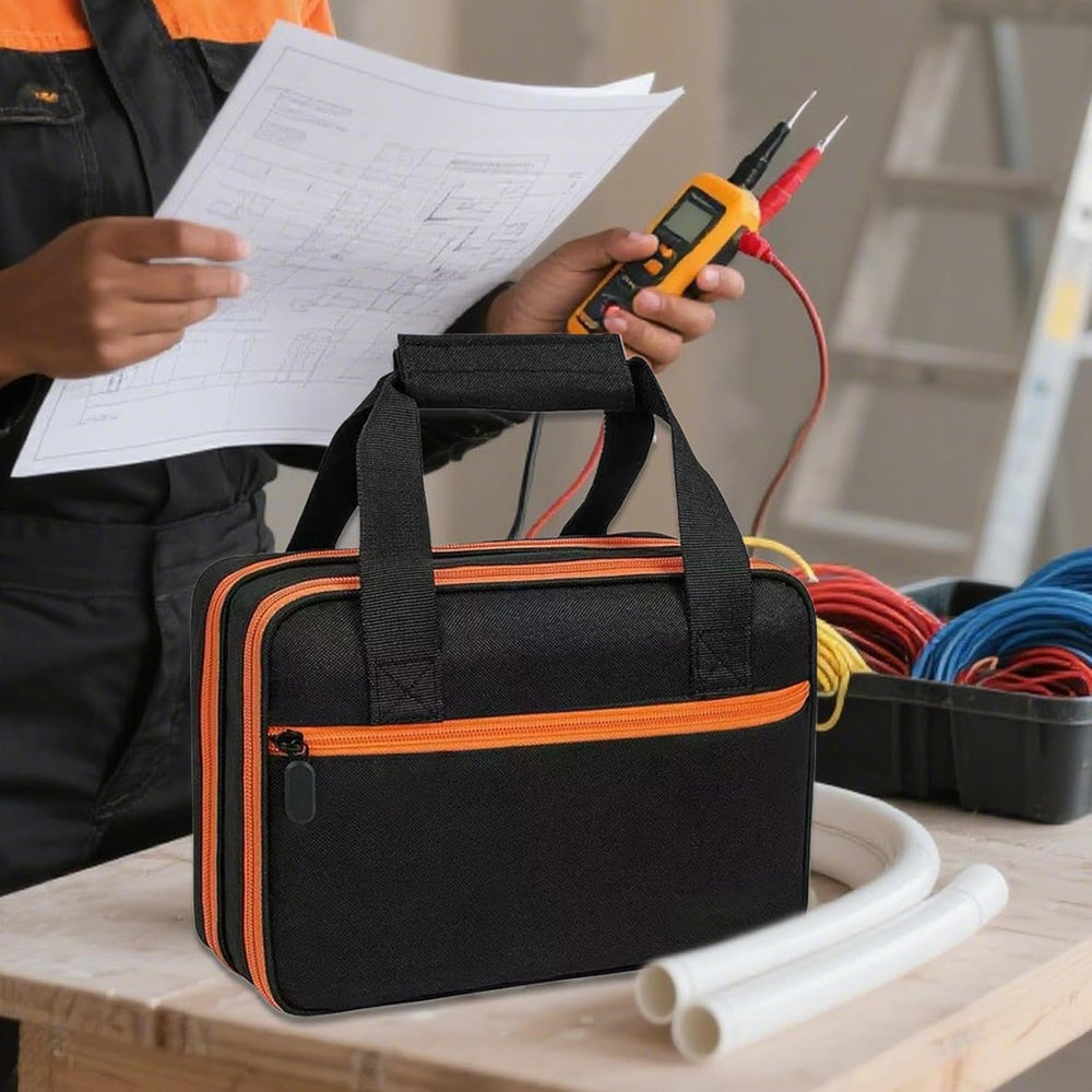 Duurzame opbergtas voor elektriciens; waterdicht, schokabsorberend, perfect voor georganiseerde opslag van testers.