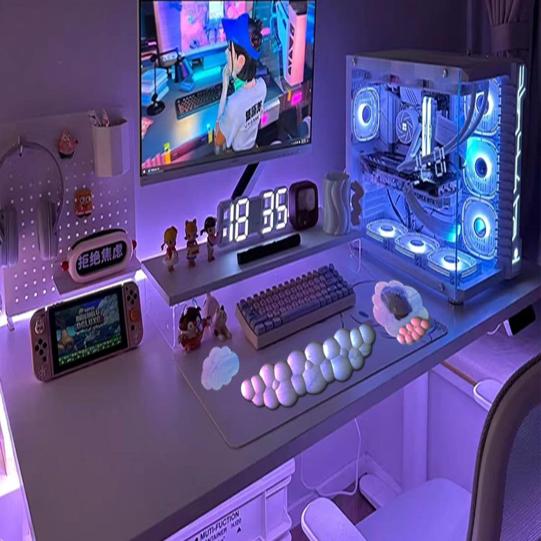 Ergonomische wolkvormige polssteun set van traagschuim; ideaal voor kantoor en gaming.