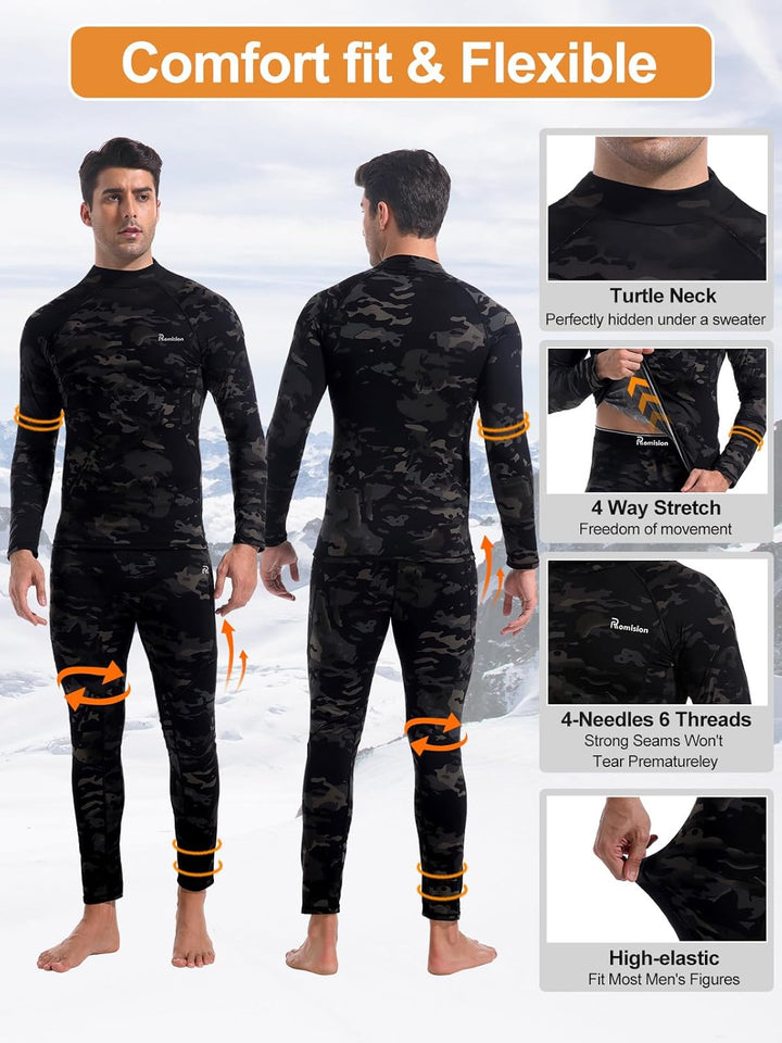 Heren thermisch ondergoed set, houdt je warm zonder bulk.