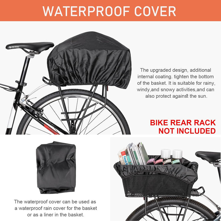 Duurzame stalen achterfietsmand, waterdicht, voor e-bike of stadsfiets. Ideaal als boodschappenmand op de achterdrager.