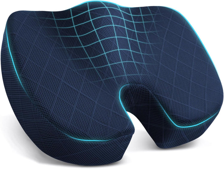 Ergonomisch zitkussen met memory foam. Verhoogt zitcomfort voor lange dagen in de auto of kantoor.