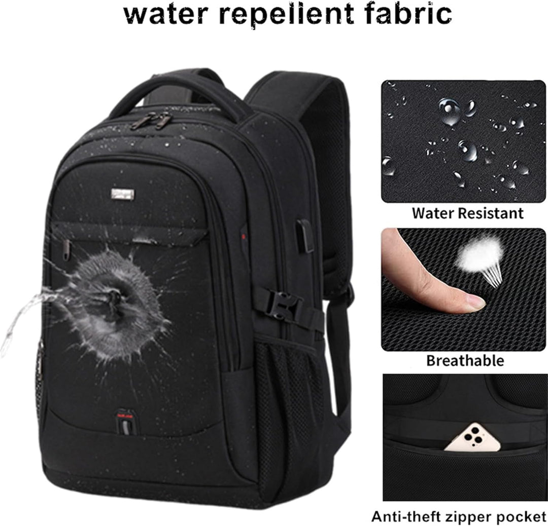 Zij-aanzicht van de unisex waterafstotende rugzak, stevige constructie en comfortabele schouderbanden.