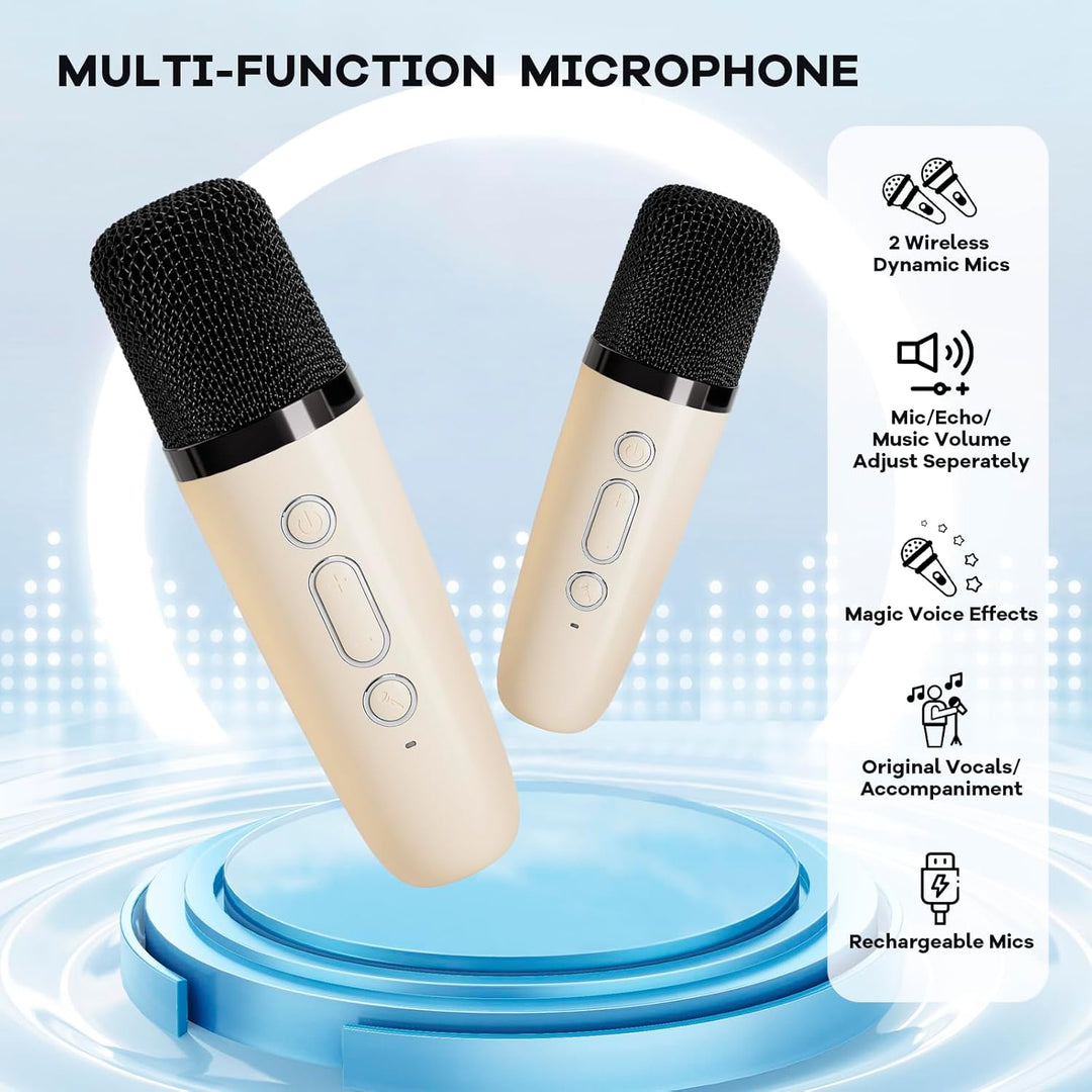 Zangfeestje thuis met deze draagbare Veylo karaoke machine en twee draadloze microfoons.