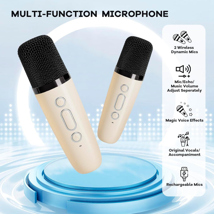 Zangfeestje thuis met deze draagbare Veylo karaoke machine en twee draadloze microfoons.
