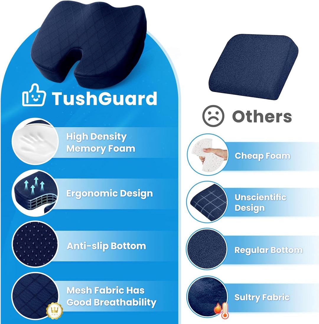 Unisex zitkussen met memory foam voor een gezonde zithouding. Perfect voor auto & kantoor.