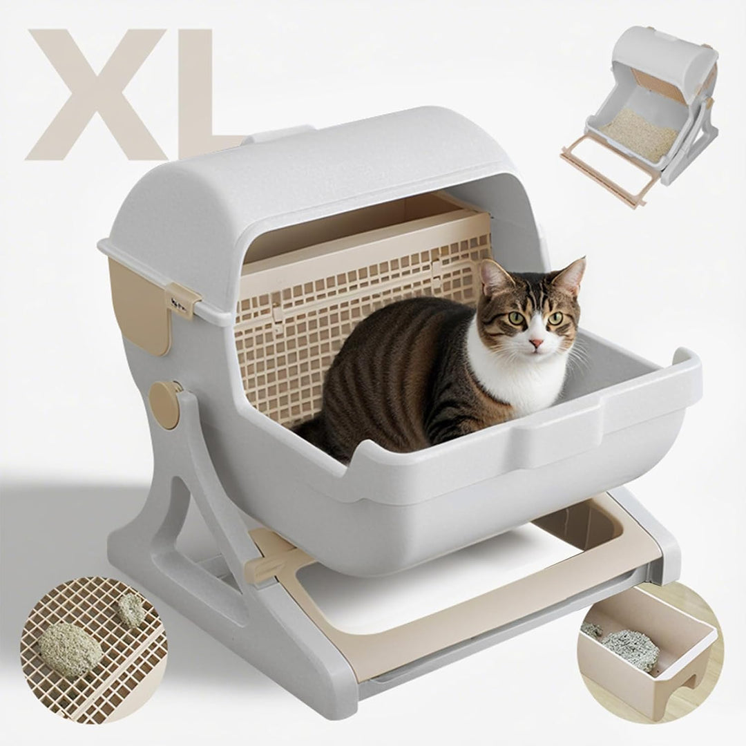 Grote automatische open-top kattenbak, perfect voor grote of oudere katten die comfort zoeken.