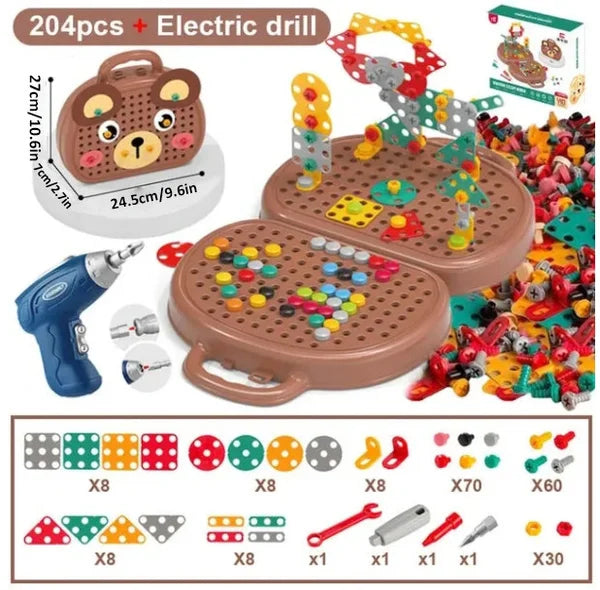 Kinder Montessori speelgoedkist met leerzaam bouwspeelgoed; perfect voor de ontwikkeling van denkvermogen.