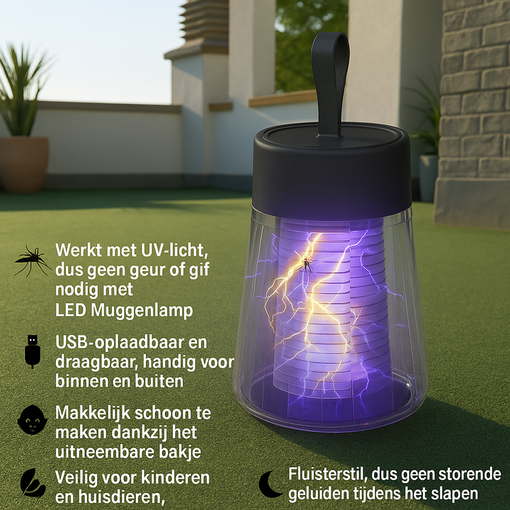 Universele LED muggenlamp: ideaal voor slaapkamer, woonkamer of terras. USB oplaadbare, stille insectenverdelger.