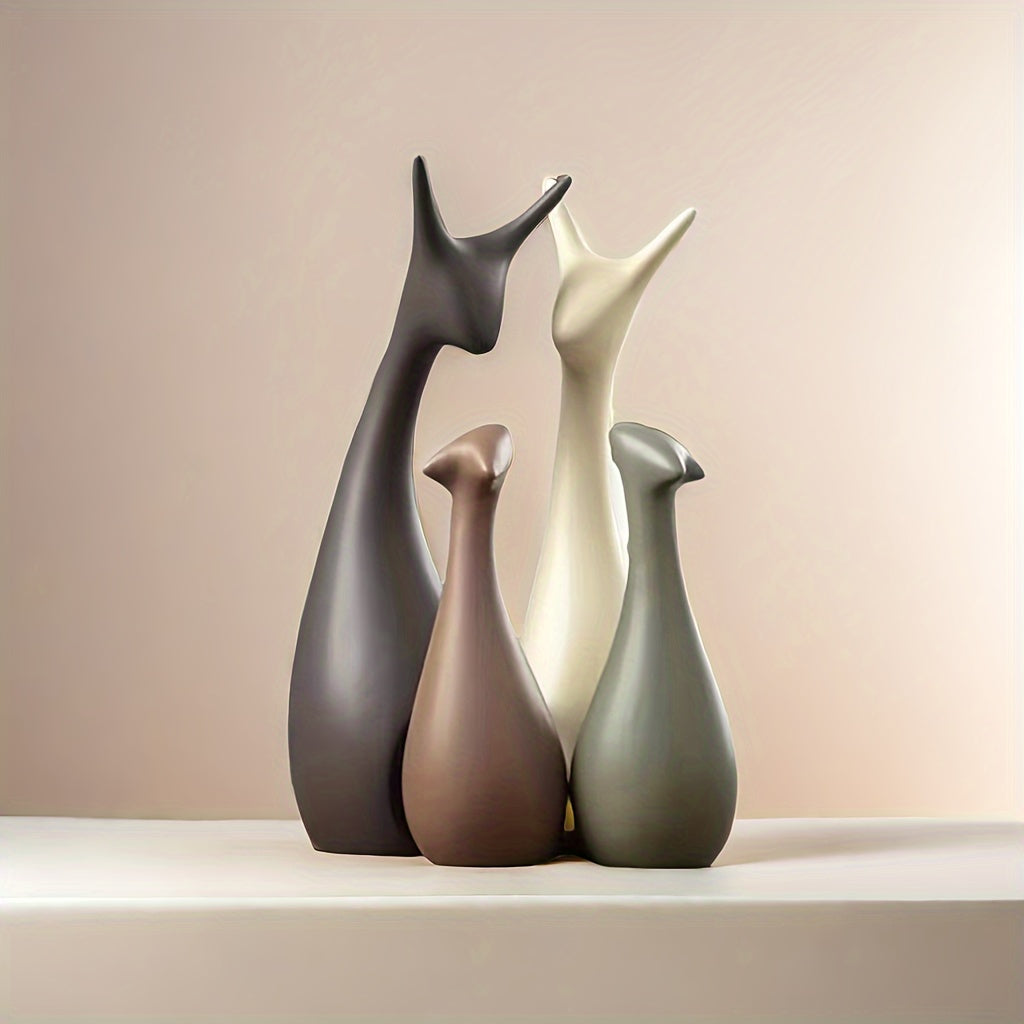 Luxe keramische hert beeld set, elegant decoratief duo voor stijlvolle woonkamer of kantoor.