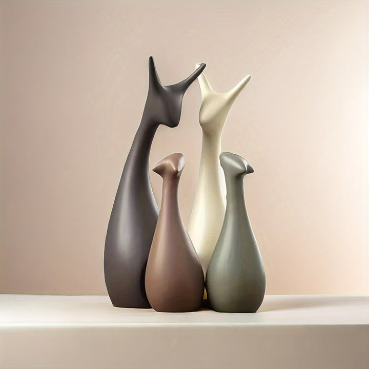 Luxe keramische hert beeld set, elegant decoratief duo voor stijlvolle woonkamer of kantoor.