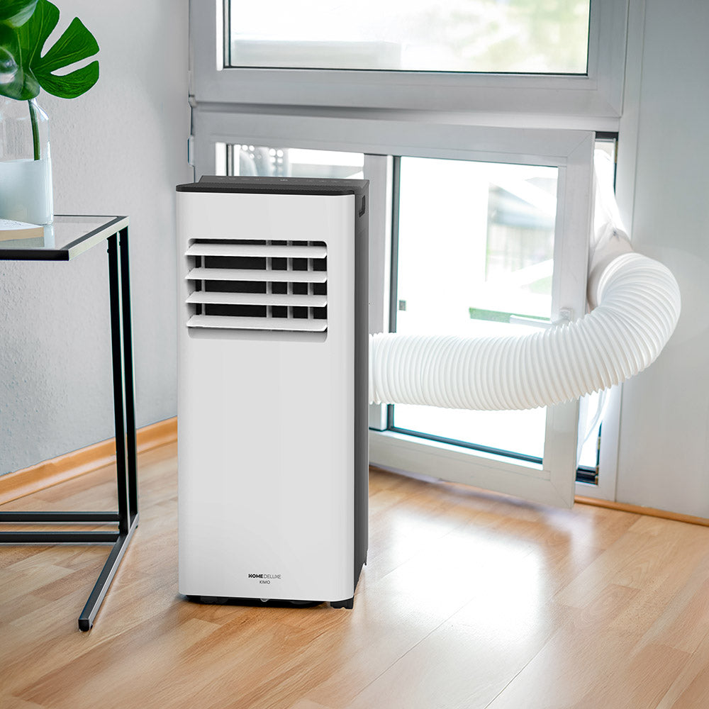 Krachtige mobiele airco van 9000 BTU voor verkoeling en ventilatie, eenvoudig te bedienen via WiFi.