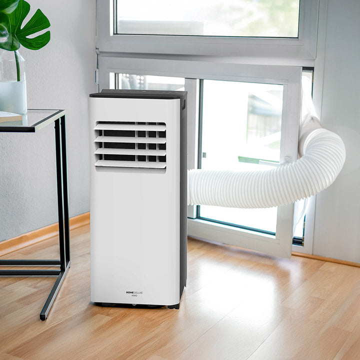 Krachtige mobiele airco van 9000 BTU voor verkoeling en ventilatie, eenvoudig te bedienen via WiFi.