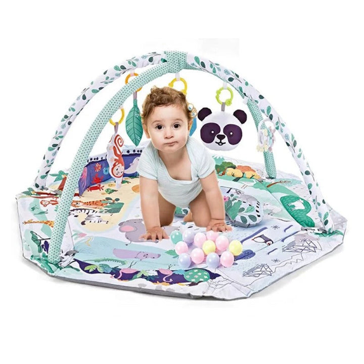 Kleurrijk zintuiglijk baby speelkleed & speelmat stimuleert baby's ontwikkeling met diverse activiteiten en texturen.