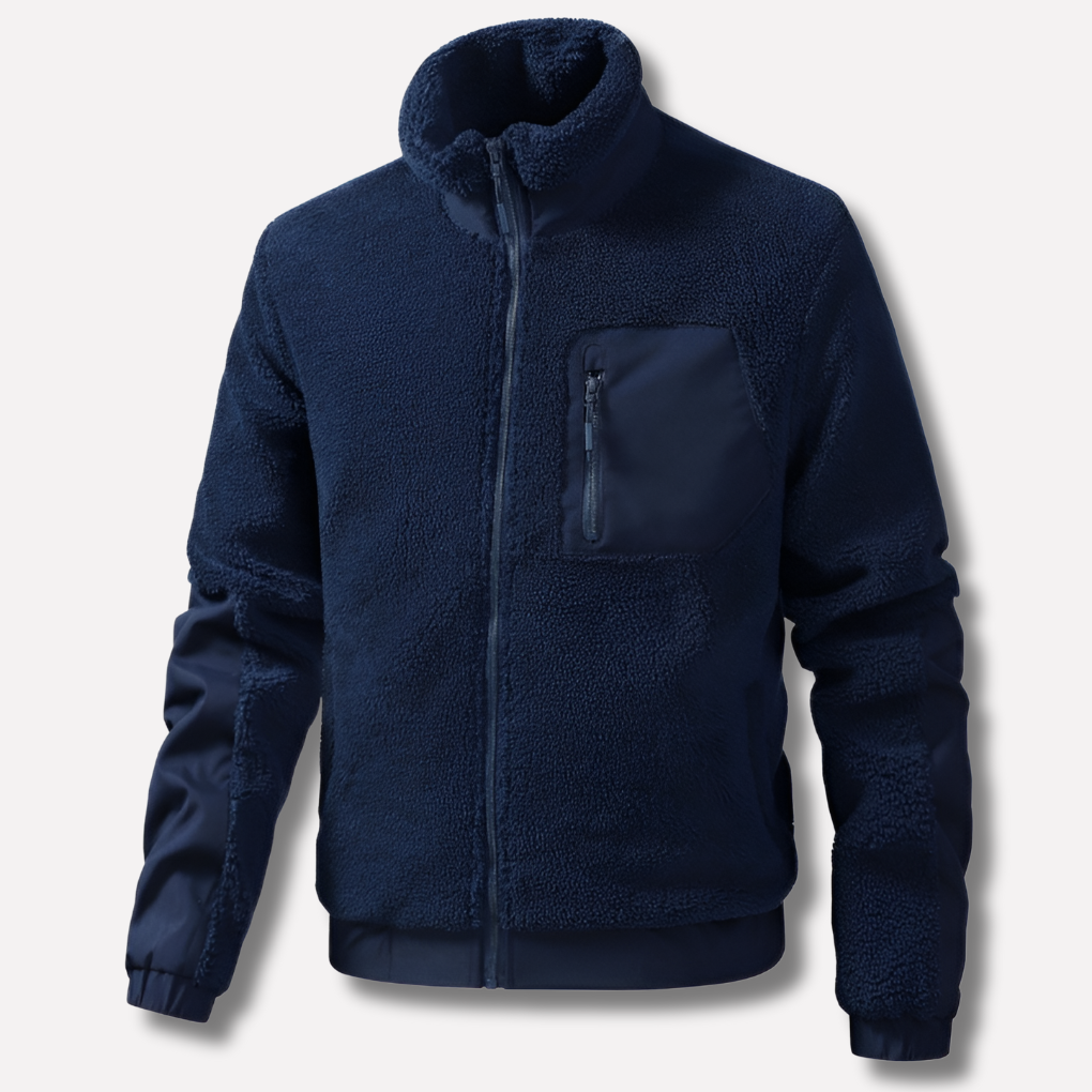 Heren outdoor fleecejack met rits, biedt warmte en comfort voor winterse wandelingen en buitensporten.
