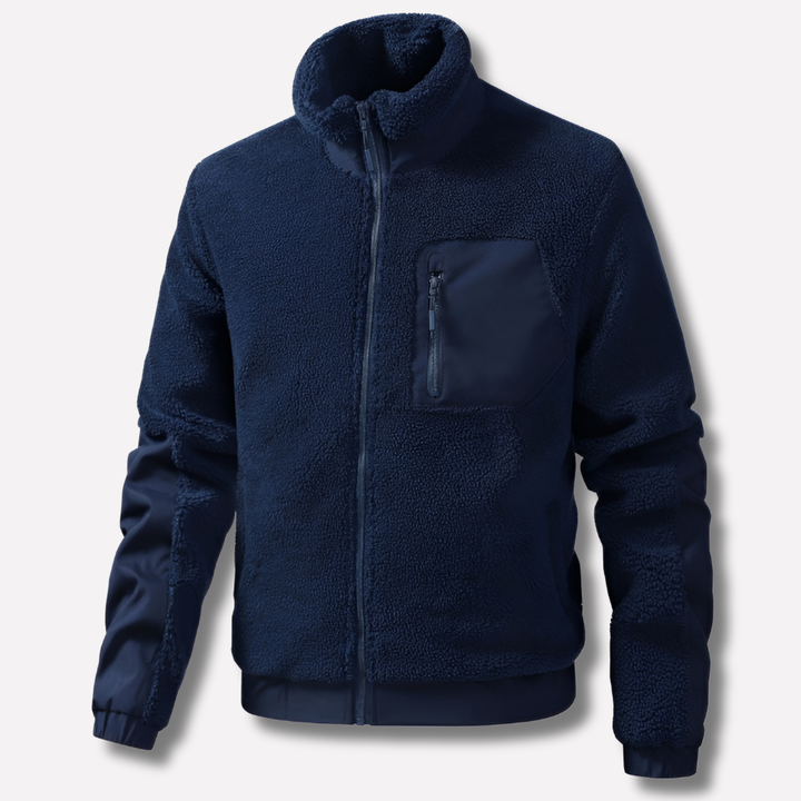 Heren outdoor fleecejack met rits, biedt warmte en comfort voor winterse wandelingen en buitensporten.