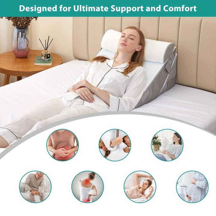 Anti-reflux wigkussen van RelaxPlus voor betere spijsvertering en vermindering van snurken. Verbeter slaap.
