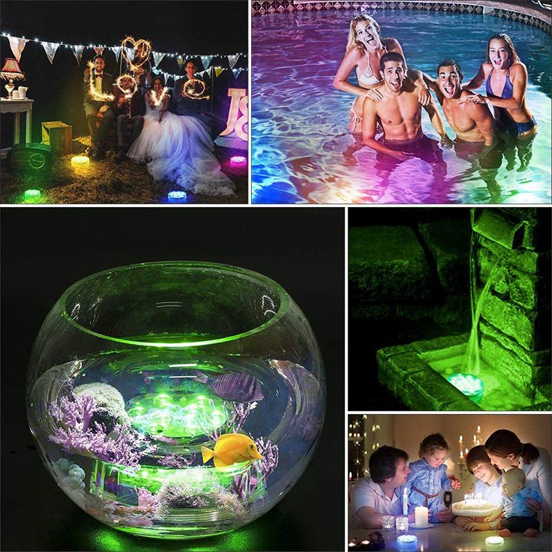 Sfeervolle waterdichte LED onderwaterlamp met afstandsbediening, perfect voor tuin en zwembad.