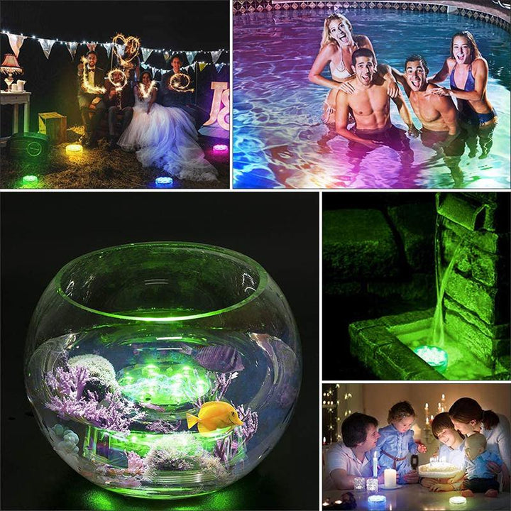 Sfeervolle waterdichte LED onderwaterlamp met afstandsbediening, perfect voor tuin en zwembad.