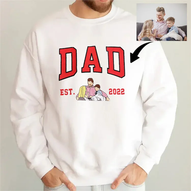 Vaderdag inspiratie: DadStitch hoodie met geborduurde foto, het ideale gepersonaliseerde cadeau.