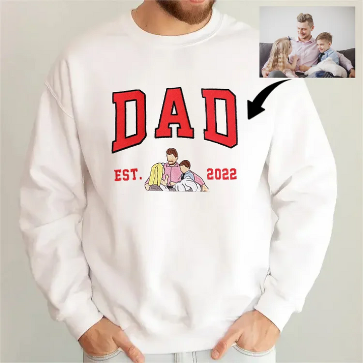 Vaderdag inspiratie: DadStitch hoodie met geborduurde foto, het ideale gepersonaliseerde cadeau.