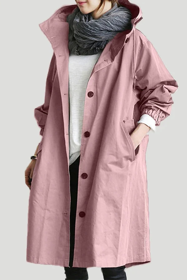 Waterafstotende damesjas: modieuze oversized trenchcoat met lange mouwen, ideaal voor buiten.