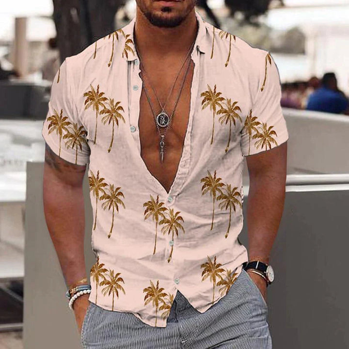 Linnen herenoverhemd met korte mouwen, ideaal voor de zomer. Comfortabel, ademend en stijlvol casual. Perfecte herenmode.