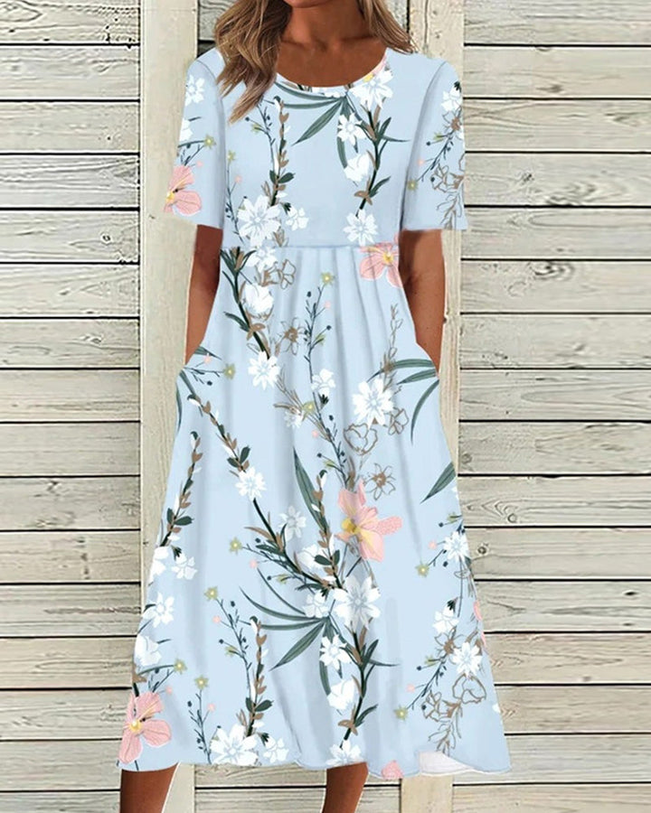 Stijlvolle bedrukte midi jurk, een must-have voor vrouwen mode. Perfecte lente/zomerjurk voor comfort & elegantie.