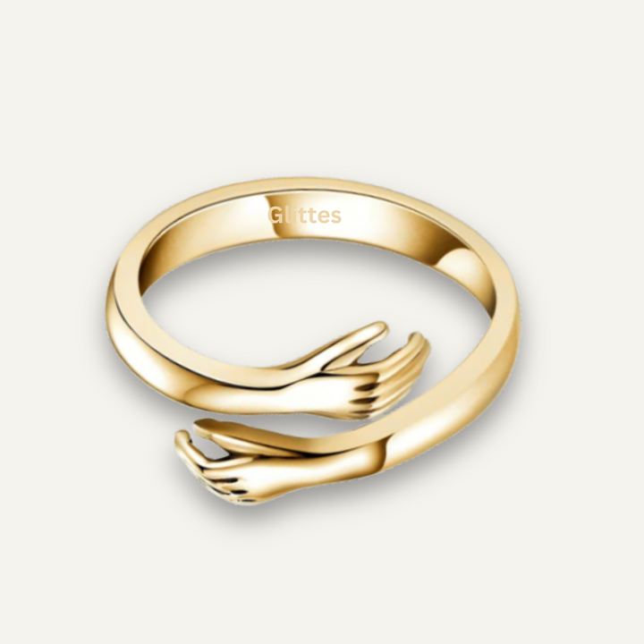 Elegante goudkleurige omarmingsring voor dames, verstelbaar, een prachtig liefdessymbool en stijlvol sieraad.