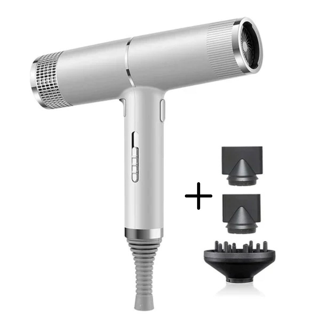 Grijze unisex ionische föhn, lichtgewicht en sneldrogend voor professionele haarverzorging.