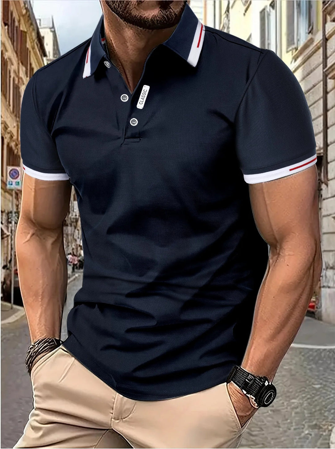 Rugzijde Hoymans heren polo shirt toont regular fit. Stijlvolle mannen mode, ideaal voor zomer en dagelijks comfort.