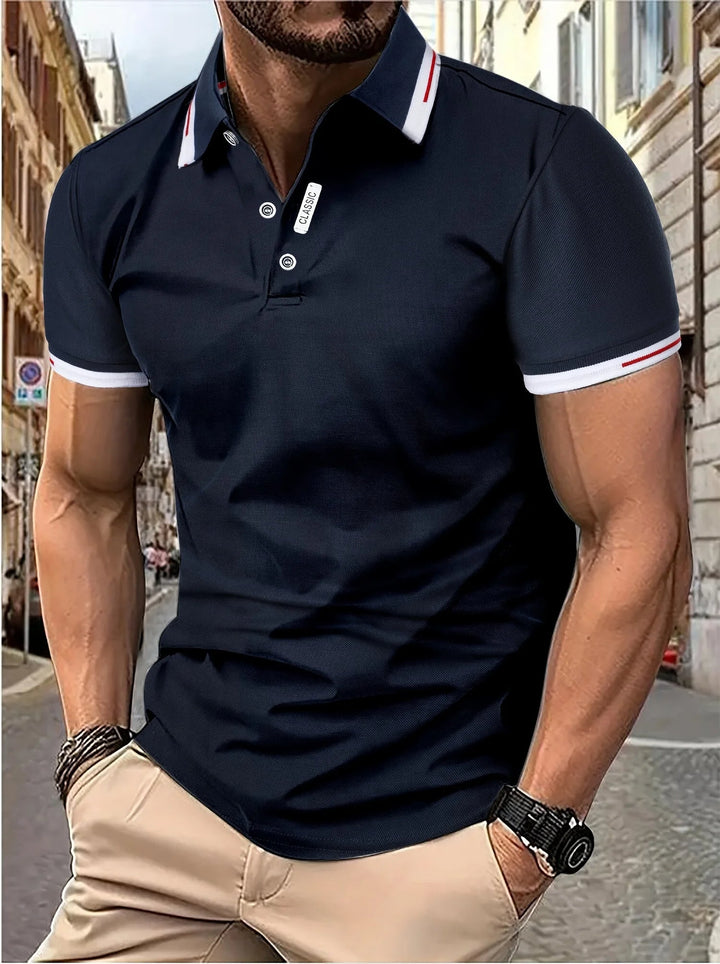 Rugzijde Hoymans heren polo shirt toont regular fit. Stijlvolle mannen mode, ideaal voor zomer en dagelijks comfort.