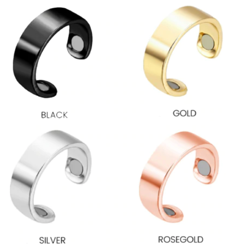 Zwarte therapeutische magnetische ring. Unisex sieraad voor welzijn, ontgifting & zwelling.