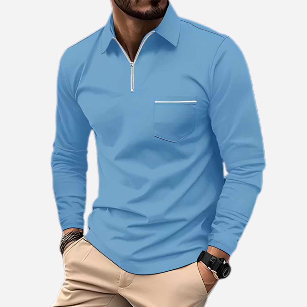 Veelzijdig heren poloshirt met lange mouwen, comfortabel en stijlvol voor dagelijks en smart casual.