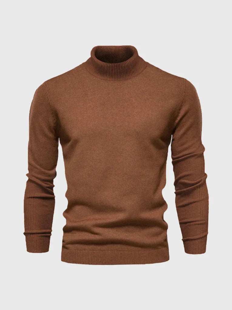 Elegante blauwe heren coltrui van katoen, veelzijdig voor elke gelegenheid.