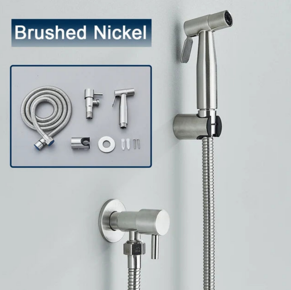 Luxe edelstalen bidet sproeier, voor ultiem comfort en duurzame hygiëne in de badkamer.