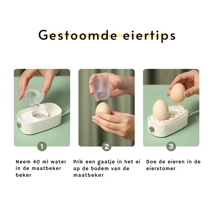 Gemakkelijk te gebruiken elektrische eierkoker. Kook perfecte eieren in enkele minuten. Ideaal voor elk ontbijt.