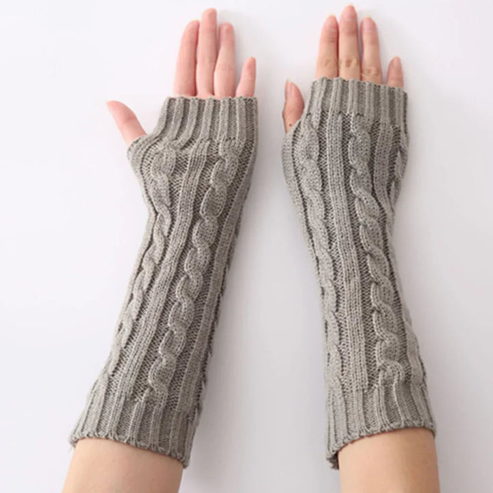 Set van dames lange vingerloze gebreide winterhandschoenen FlexiWarm, stijlvol en comfortabel accessoire.