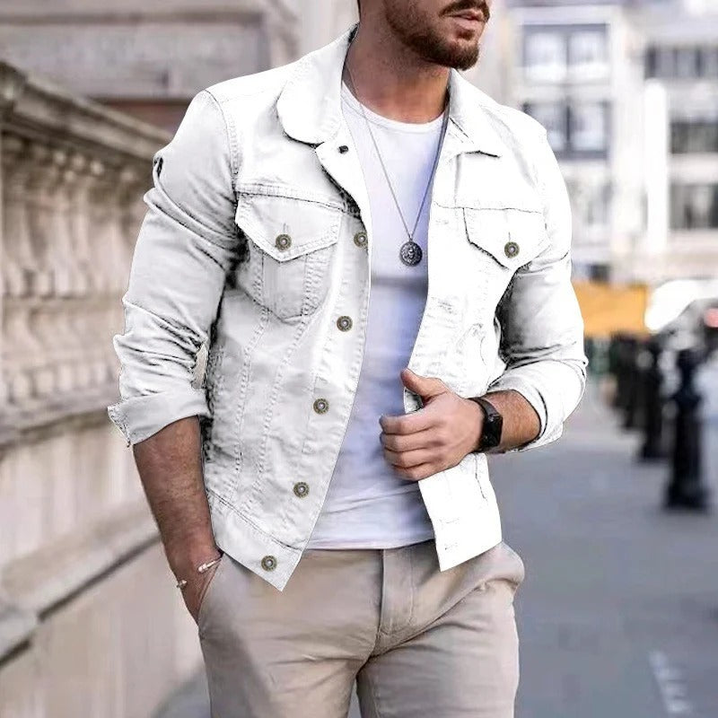 Comfortabel slim-fit mannen denimjack, ideaal voor dagelijks gebruik, veelzijdig en modieus herenjack.